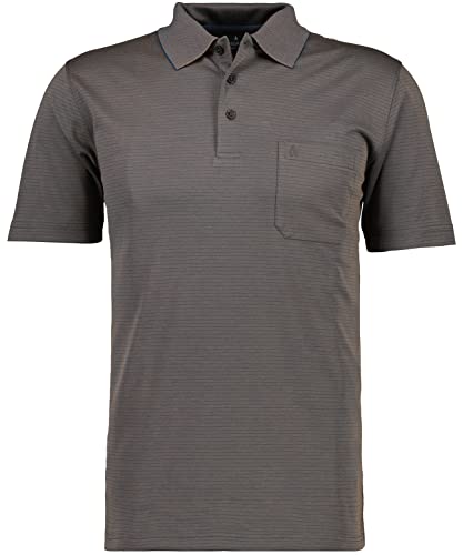 Ragman Herren Softknit-Polo fein gestreift XL, Taupe dunkel-867 von RAGMAN