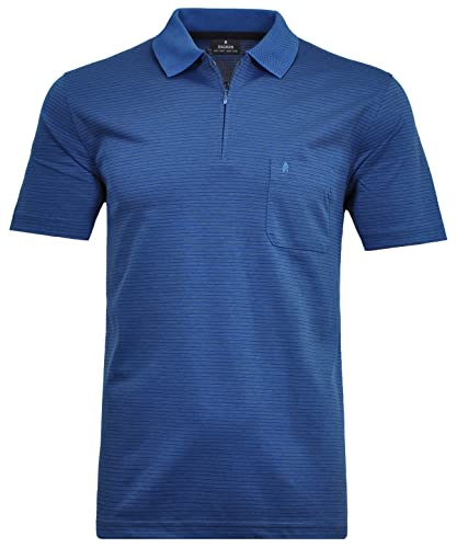 RAGMAN Herren Softknit-Polo mit Zip, fein gestreift L, Blau-Melange-765 von RAGMAN