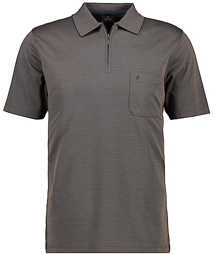 Ragman Herren Softknit-Polo mit Zip, fein gestreift L, Taupe dunkel-867 von RAGMAN