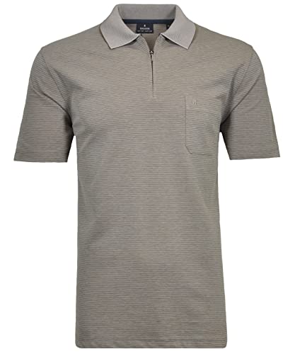 RAGMAN Herren Softknit-Polo mit Zip, fein gestreift XXL, Kitt-881 von RAGMAN