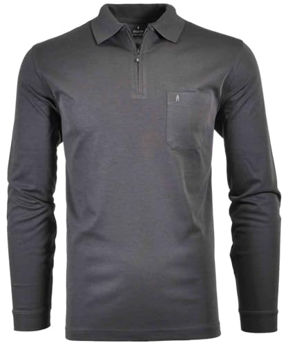 Ragman Herren Softknit-Poloshirt Langarm mit Zip L Anthrazit von RAGMAN