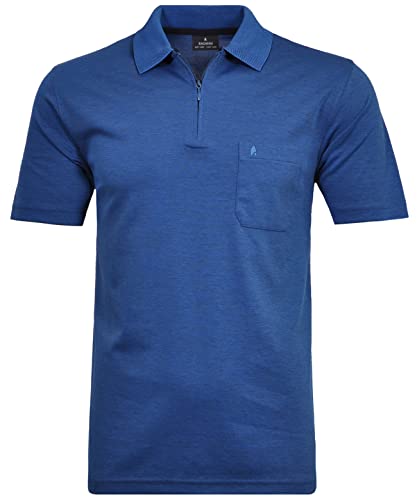 RAGMAN Herren Softknit-Poloshirt mit Zip L, Blau-Melange-765 von RAGMAN