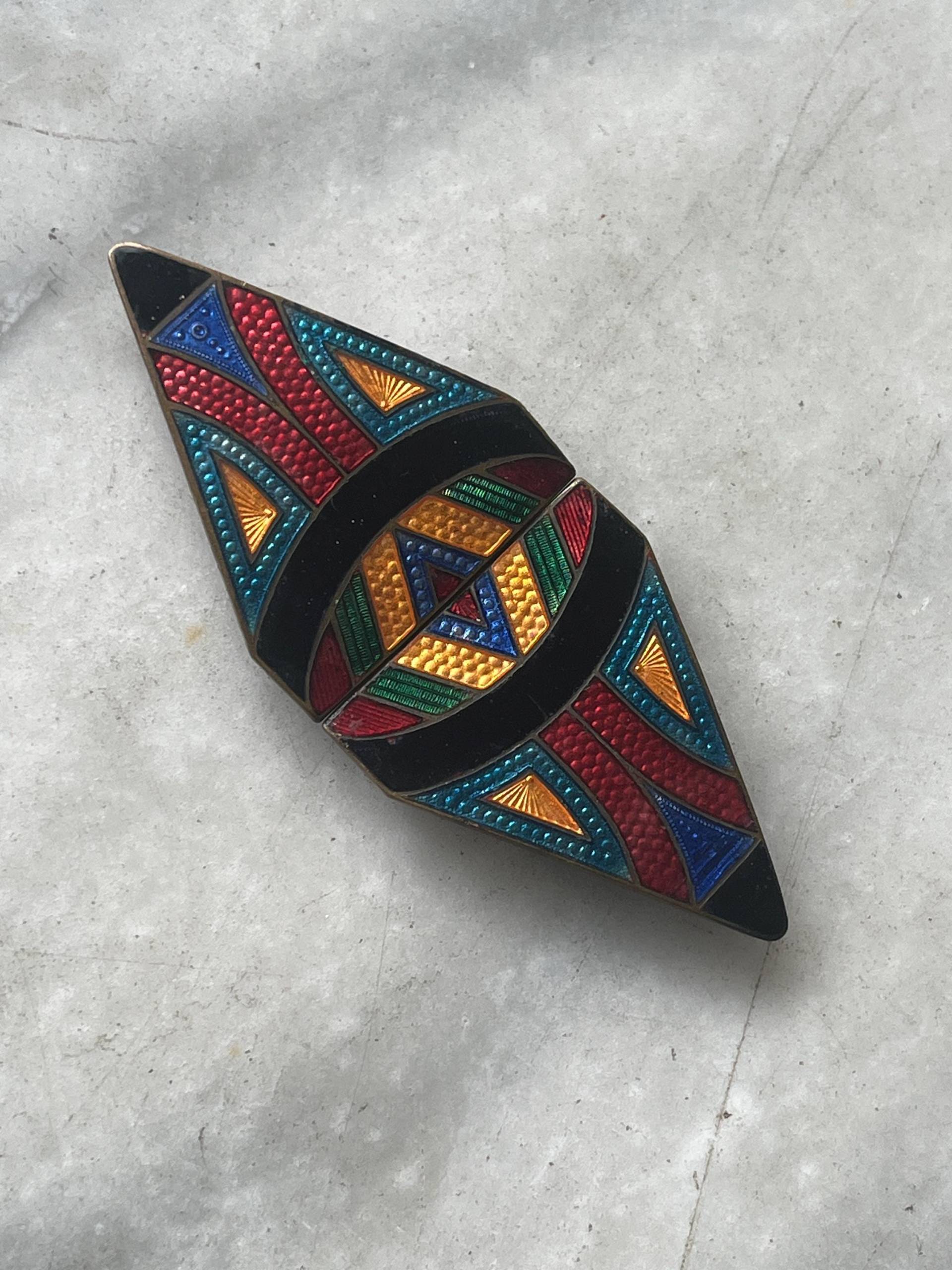Vintage Art Deco Enamel Two Part Buckle von Ragslinenandlace