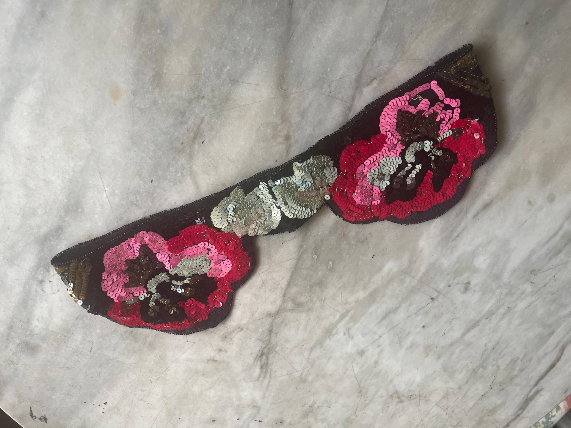 Vintage Sequinned 1940E Decorative Belt von Ragslinenandlace