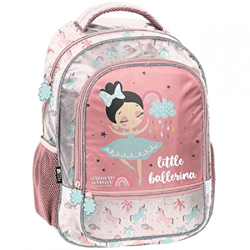 Ballerina Tänzerin Ballett Ergonomischer Rucksack Kinderrucksack für Jungen und Mädchen mit Zwei großen Fächern und seitlichen Getränkenetzen, 41 x 34 x 15 cm, Rose von Ragusa-Trade