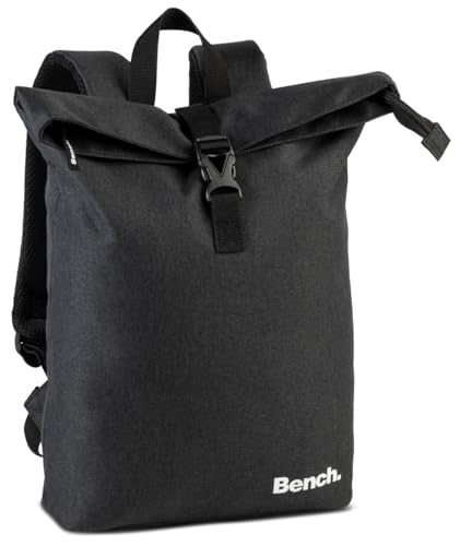 Bench Classic Mini Rolltop Rucksack Damen & Herren, Daypack, Backpack, 35/45 x 26 x 9 cm, 8 L Volumen, schwarz von Ragusa-Trade