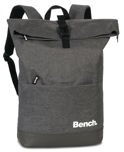 Bench Classic Rolltop Rucksack Damen & Herren, Daypack, Backpack, 47 x 30 x 14 cm, 19 L Volumen, dunkelgrau anthrazit von Ragusa-Trade