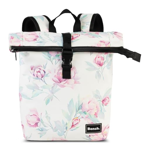 Bench Hydro Mini Rolltop Rucksack Damen & Herren, Daypack, Backpack, 34/43 x 27 x 10 cm, 13 L Volumen, hell Blumen von Ragusa-Trade