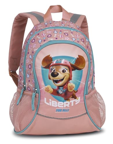 Paw Patrol Liberty for all Kinder Mädchen Rucksack Kinderrucksack mit tollem Liberty Motiv (675) mit Hauptfach und Nebenfach Getränkenetz, 35 x 27 x 15 cm, rosa von Ragusa-Trade