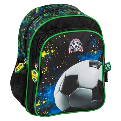 Ragusa-Trade Kinder Mädchen Jungen Fussball Soccer Football Rucksack Kinderrucksack Kindergartenrucksack (PI20) mit Hauptfach und Nebenfach Getränkenetz, 29 x 24 x 14 cm, blau/schwarz von Ragusa-Trade