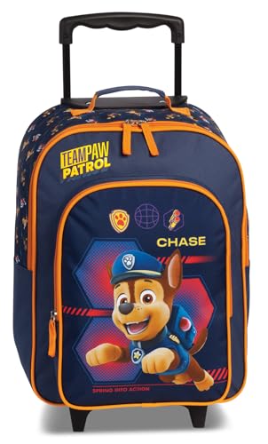Ragusa-Trade Paw Patrol Chase Marshall Skye Kinder Trolley Kinderkoffer Weichgepäck Polyester 42 x 32 x 16/21 cm - verstellbare und fixierbare Teleskopstange, blau/orange von Ragusa-Trade