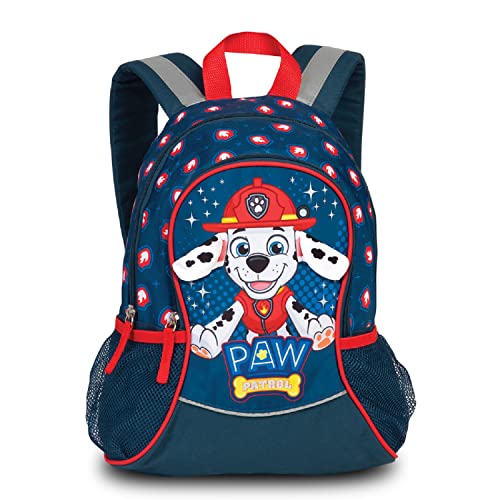 Paw Patrol Kinder Jungen Mädchen Rucksack Kinderrucksack mit tollem Mashall Motiv (632) mit Hauptfach und Nebenfach Getränkenetz, 35 x 27 x 15 cm, blau/rot von Ragusa-Trade