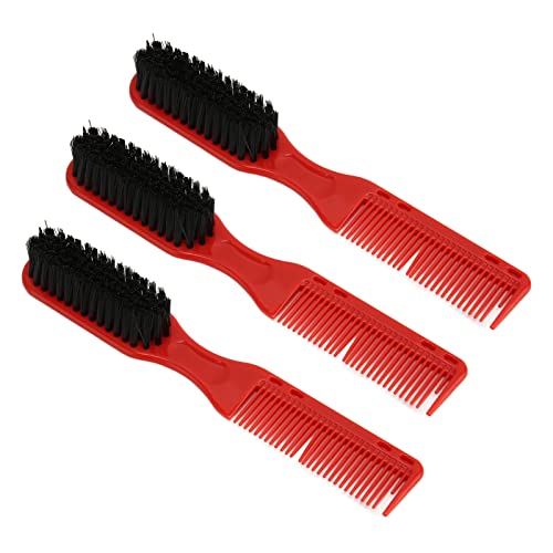 Herren-Bart-Styling-Kamm, einfach zu bedienende Haarschnitt-Bartbürste, doppelköpfig, bequemer Griff, 3-teilig, starke Reinigungsfähigkeit für den Salon von Raguso