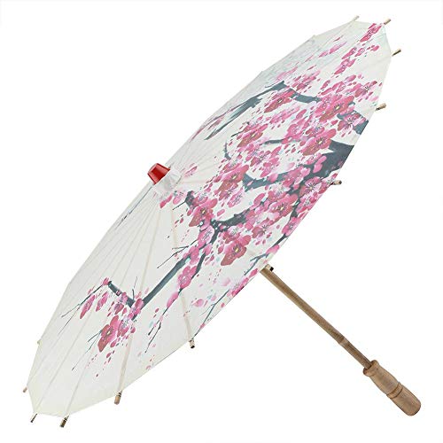 Raguso Kleiner handgefertigter Regenschirm aus geöltem Papier Chinesischer klassischer Tanzschirm mit Pflaumenblüten und Holzgriff von Raguso