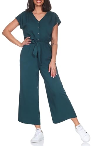 Jumpsuit GLINA mit weiten Beinen, Taschen und Keyhole-Ausschnitt im Rücken, OCEAN GREEN, XL von Ragwear