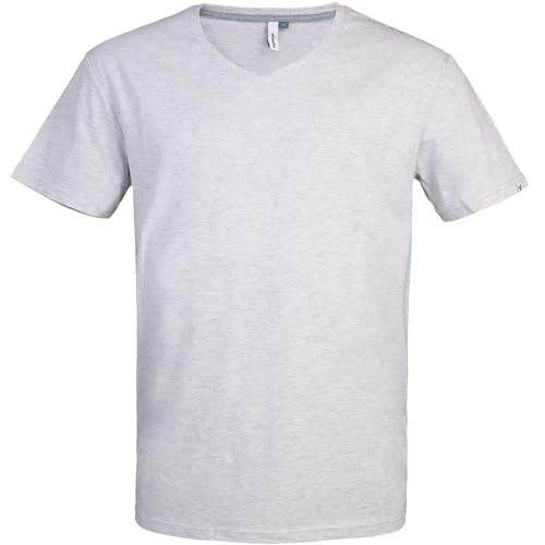 Meliertes Basic T-Shirt VENNIES mit V-Ausschnitt, Light Grey, L von Ragwear