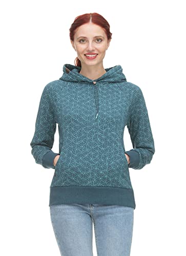 Ragwear ANWEN Print Damen Frauen Kapuzenpulli,Kapuzenpullover,Hoodie,Sweatshirt,Blau,M von Ragwear