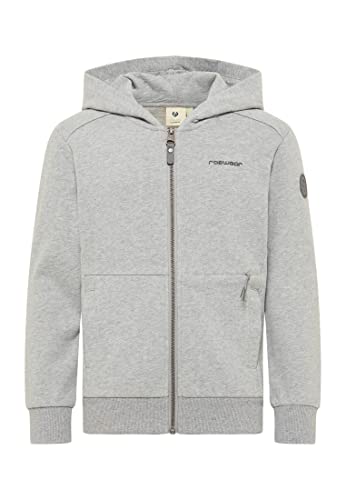 Ragwear Jungen Sweatjacke AXELL ORGANIC, Große Kapuze, Seitliche Eingriffstaschen, LIGHT GREY, 140 von Ragwear