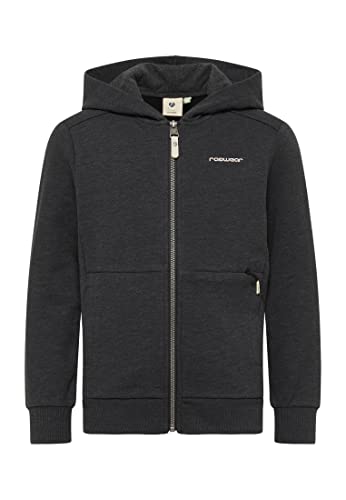 Ragwear Axell Organic Jungen Sweatjacke mit Kapuze Sweat Strickjacke Cardigan Übergangsjacke Jacke Sweatshirt mit Reißverschluss (DE/NL/SE/PL, Numerisch, 152, Regular, Black) von Ragwear