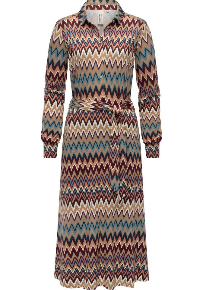 Ragwear Blusenkleid Plantee Print Modisches Damenkleid mit Taillengürtel von Ragwear