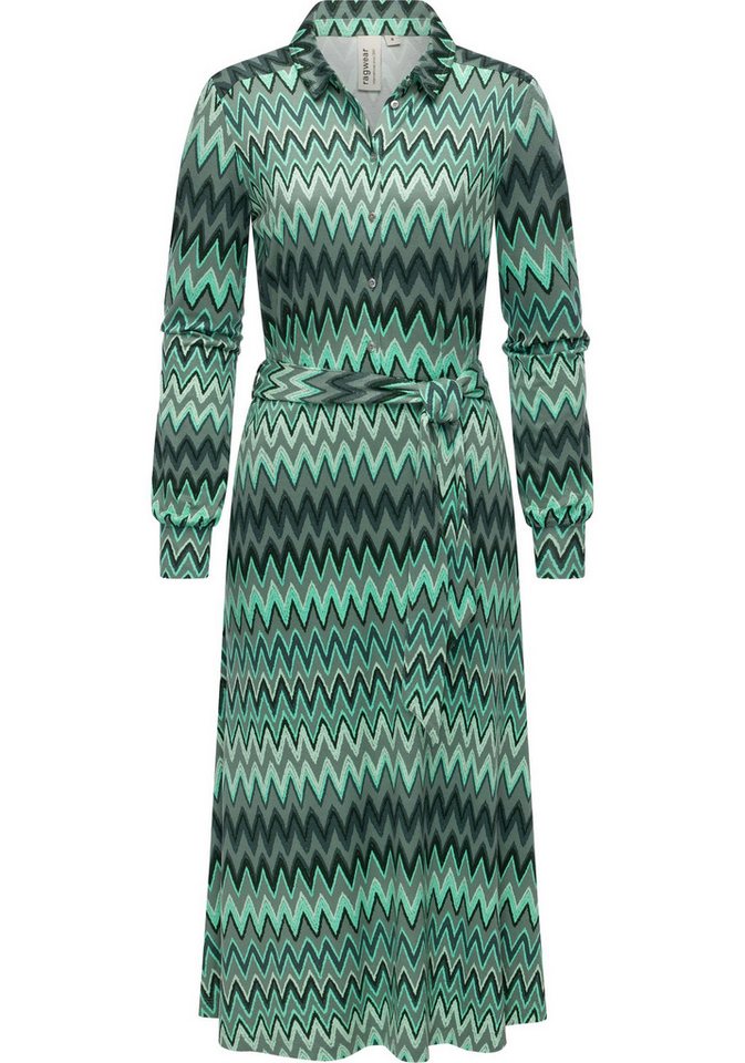 Ragwear Blusenkleid Plantee Print Modisches Damenkleid mit Taillengürtel von Ragwear