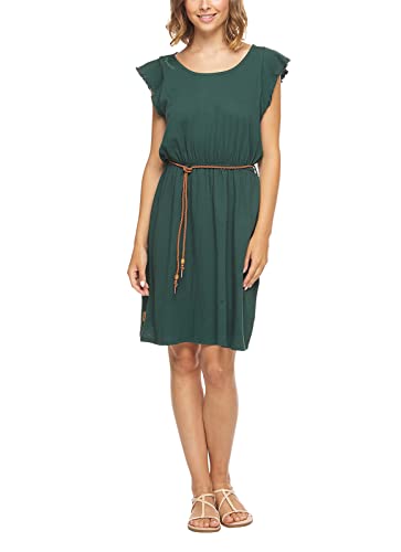 Ragwear CELLIA Damen Frauen Kurzarmkleid,Kleid,Freizeitkleid,Sommerkleid,Shirtkleid,Kurzarm,Taillengürtel,Regular Fit,Dark Green (5021),XL von Ragwear