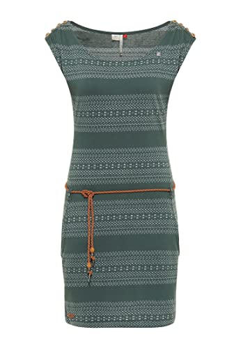 Ragwear CHEGO Damen Frauen Kurzarmkleid,Kleid,Freizeitkleid,Sommerkleid,Shirtkleid,Kurzarm,Taillengürtel,Regular Fit,Dark Green (5021),XXL von Ragwear