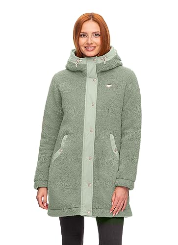 Ragwear COUSY Damen Frauen Parka,Fleece-Sweatparka,Fleece-Sweatjacke lang,Übergangs-Parka,Kapuze,Fleece,Grün,L von Ragwear