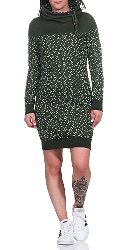 Ragwear Chloe Dress Damen Frauen Langarmkleid,Kleid,Freizeitkleid,Sweatkleid,Sweatshirt-Kleid,Winterkleid,Stehkragen,Grün,L von Ragwear