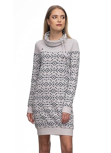 Ragwear Chloe Dress Damen Frauen Langarmkleid,Kleid,Freizeitkleid,Sweatkleid,Sweatshirt-Kleid,Winterkleid,Stehkragen,Grau,M von Ragwear