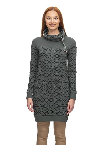 Ragwear Chloe Dress Damen Frauen Langarmkleid,Kleid,Freizeitkleid,Sweatkleid,Sweatshirt-Kleid,Winterkleid,Stehkragen,Grün,L von Ragwear