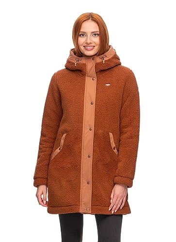Ragwear Cousy Damen Frauen Parka,Fleece-Sweatparka,Fleece-Sweatjacke lang,Übergangs-Parka,Kapuze,Fleece,Braun,XXL von Ragwear