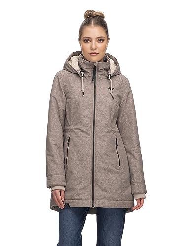 Ragwear DAKKOTA Damen Frauen Parka,Mantel,Übergangsmantel mit Kapuze,Herbstmantel,wasserfest,Braun,XL von Ragwear