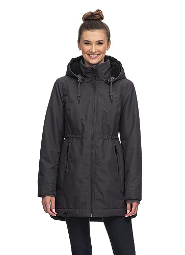 Ragwear DAKKOTA Damen Frauen Parka,Mantel,Übergangsmantel mit Kapuze,Herbstmantel,wasserfest,Grau,L von Ragwear