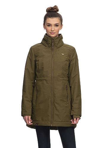 Ragwear DAKKOTA Damen Frauen Parka,Mantel,Übergangsmantel mit Kapuze,Herbstmantel,wasserfest,Grün,L von Ragwear