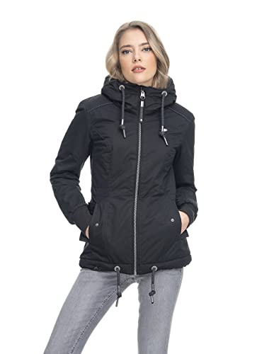 Ragwear DANKA Damen Frauen Jacke,Winterjacke mit Kapuze,wasserdicht,bequem,Schwarz,L von Ragwear