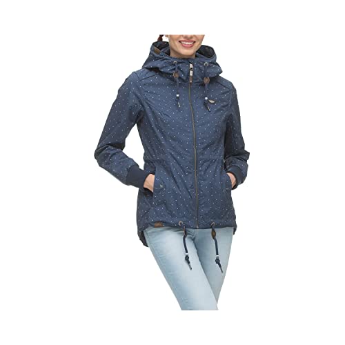 Ragwear DANKKA DOTS Damen Frauen Übergangsjacke,Jacke,Übergangsjacke mit Kapuze,tailliert,Blau,XXL von Ragwear