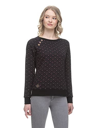 Ragwear DARRIA Zig ZAG Damen Frauen Pullover Rundhals,Sweater,Sweatshirt,Rundhalsausschnitt,Schwarz,M von Ragwear