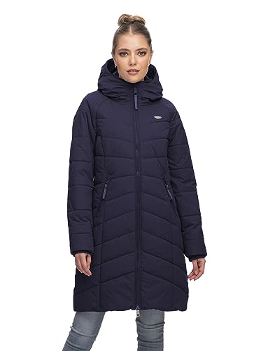 Ragwear DIZZIE COAT Damen Frauen Mantel,Parka,Steppmantel,lange Jacke,Stehkragen,wasserdicht,Blau,M von Ragwear