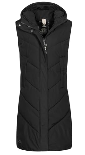 Ragwear Damen 3/4-lange Steppweste Suminka Vest mit Kapuze 2321-60005 Black (1010) XXL von Ragwear