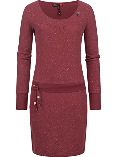 Ragwear Damen Baumwoll Kleid Winterkleid Sweatkleid Langarm Penelope Print Intl. Wine Red22 Gr. XL von Ragwear