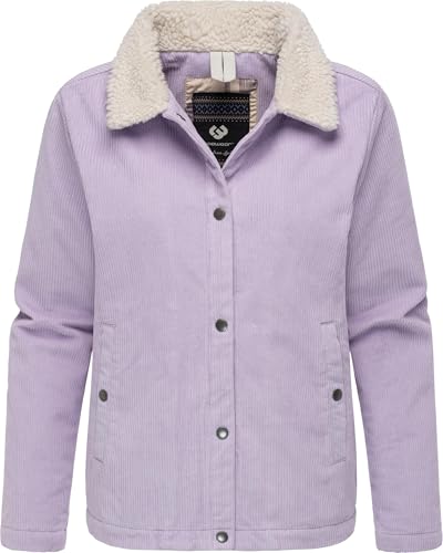 Ragwear Damen Cordjacke Übergangsjacke aus Kord wasserdicht mit Teddyfell-Kragen Walinea Corduroy Lavender Gr. M von Ragwear