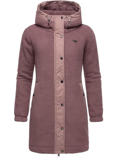 Ragwear Damen Fleecejacke Kurze Teddyfleece-Jacke warm mit Kapuze Cousy Mauve24 Gr. L von Ragwear