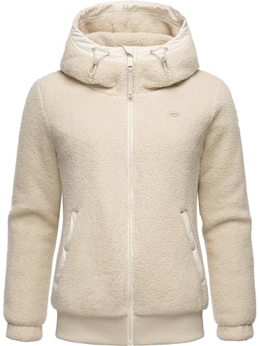 Ragwear Damen Fleecejacke Kurze Teddyfleece-Jacke warm mit Kapuze Cousy Short Beige Gr. 3XL von Ragwear