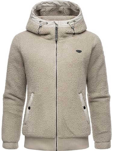 Ragwear Damen Fleecejacke Kurze Teddyfleece-Jacke warm mit Kapuze Cousy Short Bone24 Gr. L von Ragwear