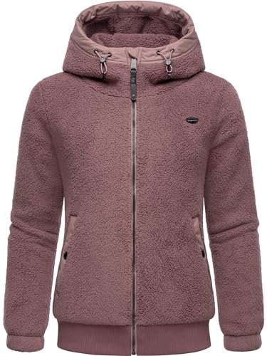 Ragwear Damen Fleecejacke Kurze Teddyfleece-Jacke warm mit Kapuze Cousy Short Mauve24 Gr. L von Ragwear