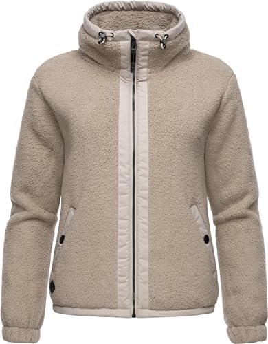 Ragwear Damen Fleecejacke Kurze Teddyfleece-Jacke warm mit Kapuze Nordicka Bone24 Gr. XL von Ragwear