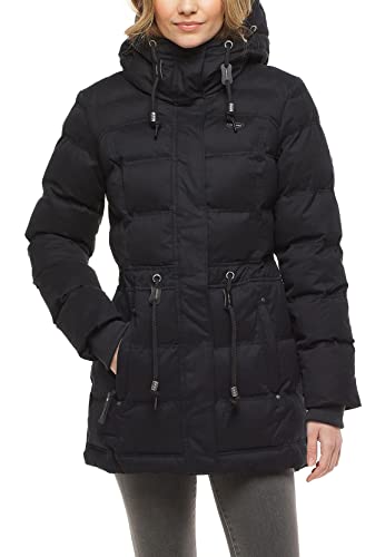 Ragwear ASHANI PUFFY A Damen Frauen Parka,Mantel,Überagngsmantel mit Kapuze,Steppmantel,wasserabweisend,Regular Fit,Schwarz,M von Ragwear