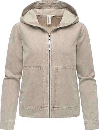 Ragwear Damen Jeansjacke leichte Übergangjsacke in Denim-Optik mit Kapuze Lerris Denim YOUMODO Ecru Gr. L von Ragwear