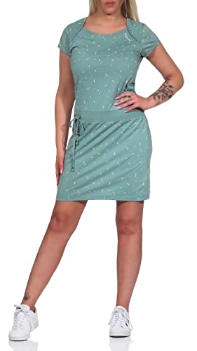 Ragwear Damen Jersey-Kleid Mike Dress Organic Shirt-Kleid mit Schnürung 2211-20059 Aqua (2035) M von Ragwear